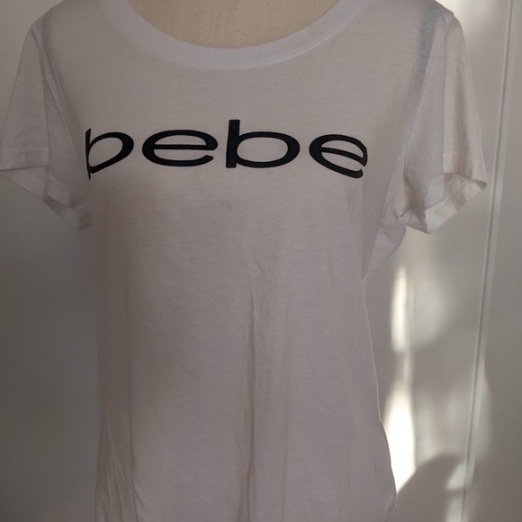 bebe White Women's Logo Tee - Large - Picture 1 of 2